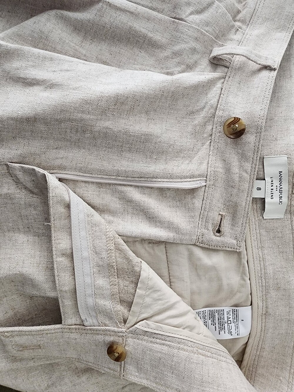Banana Republic Factory Flax Linen Blend Pleated Wide Leg Pants Size 8 Trouser - Picture 16 of 16